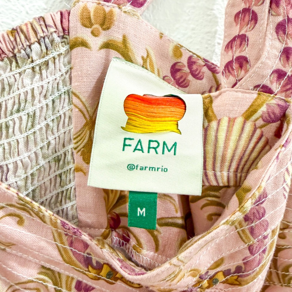 Farm Rio Maritime Magic Linen Blend Mermaidcore Cottagecore Tropical Dress M - Picture 6 of 8